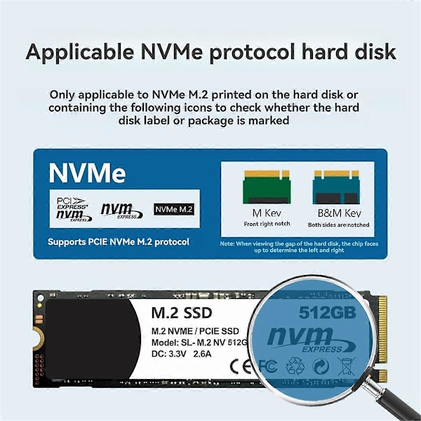 M.2 SSD NVMe Kabinet USB3.2 Gen2 Type C 10Gbps PCIe SSD Kabinet M.2 NVME Kabinet Disk Boks Værktøjsfri SSD