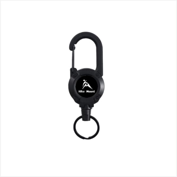 2-pack infällbara nyckelringar för utomhusbruk – högelastisk 60 cm förlängning, slät plastkapsel, karbinhake, 12 cm x 4 cm x 4 cm Svart