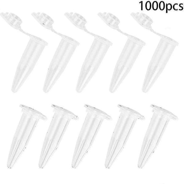 Udsøgt Udsøgt 1000 stk. Mini Centrifuge Rør 1,5 ml Radueret Klar Plast Centrifuge Hætteglas Med Flad Top Snap Låg
