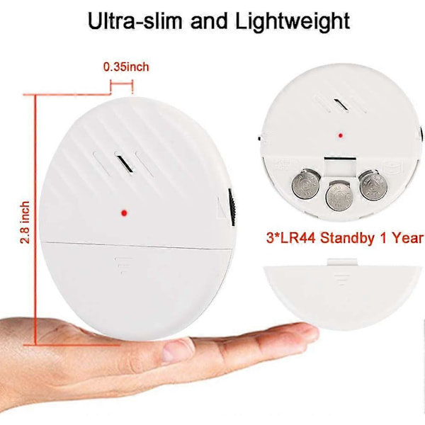 Glasbrottslarm 125dB Fönstervibrationsdetektor Sensorlarm 3-pack Ultratunn Stöldskyddslarm för Dörr och Fönster med Justerbar Känslighet