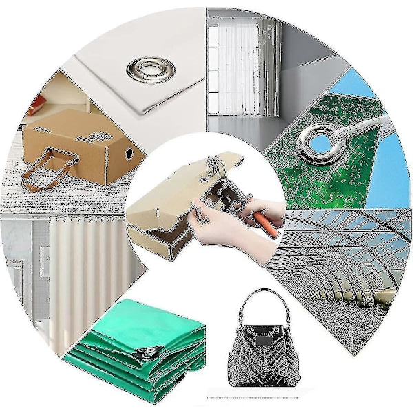 Öljettång, Professionell Öljettstans Set Med 100 Stycken (inre 10mm) Metallöljetter För Läder Tyg Presenning PVC Gardin Mejsel