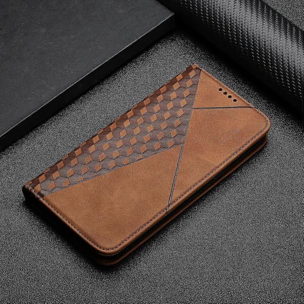 Oppo A94 5g Etui Premium Cover Magnetisk Læder Folio Etui Coque - Brun