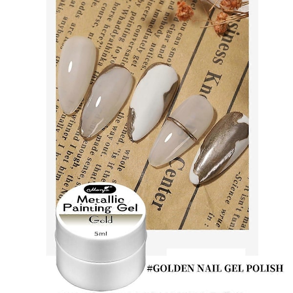 Metallisk Målad UV Gel Nagellack, 3 Färger 3D Nagelkonst Kreativ Elastisk Metallisk Målad Lim Soak Off Nagellack DIY Guld Silver Roséguld