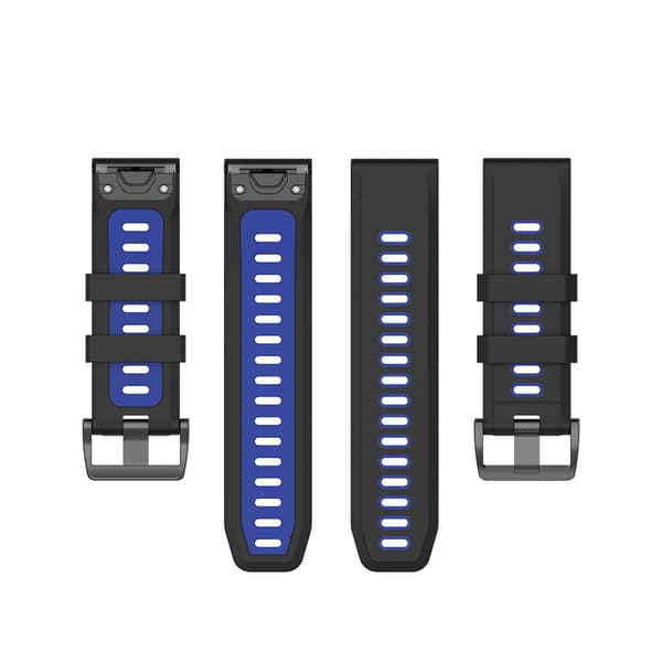 Garmin Fenix 5/6 ranneke silikoni musta/sininen