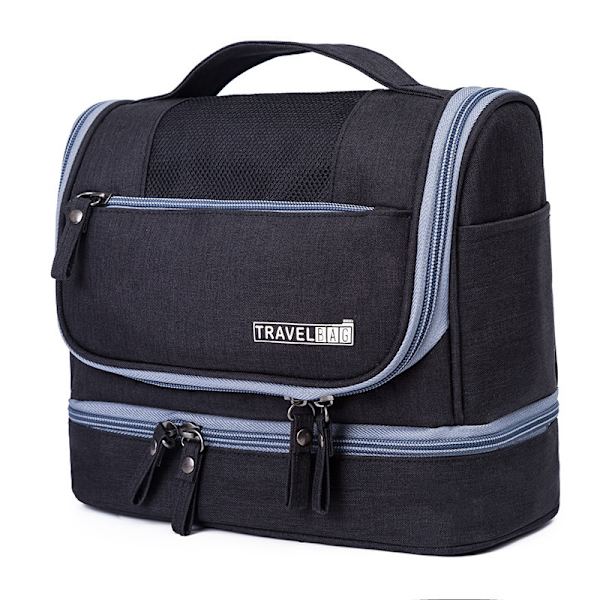 Wall-mounted toiletry bag with waterproof compartment Black
