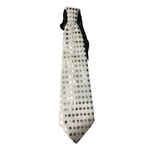 LED-ljus slips med prickmönster, knappbatteridriven, för män och kvinnor, färgglada paljetter, lysande slips för fester, nattklubbar, accessoarer - FÄRG: Silver