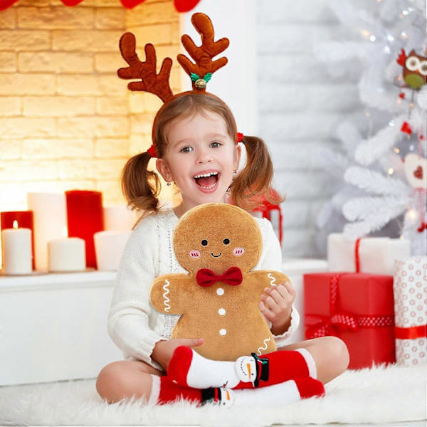 Pepparkaksp kudde, Jul Pepparkakshus Leksak, Keks Man Julformad Plysch Kudde