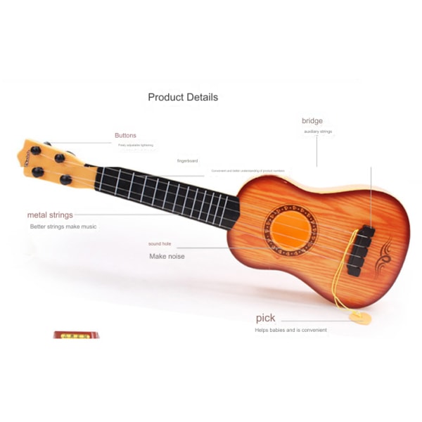 Ukulele leksak barn simulering gitarr kan spela upplysning pedagogiska musikinstrument musik leksak Khaki