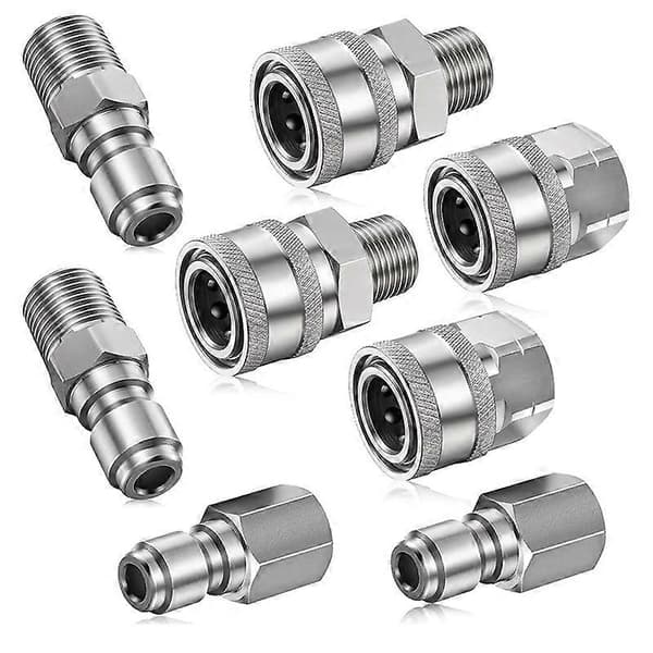 8 STK NPT 3/8 Tommer Rustfrit Stål Han Hun Hurtigkoblingssæt Højtryksrenser Adaptere (Intern