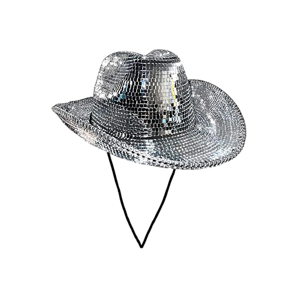 Discokula Cowboyhatt, Spegelkula Cowboyhatt, Ungkarspartahatt, Kvinnors Glittrande Rymdhatt