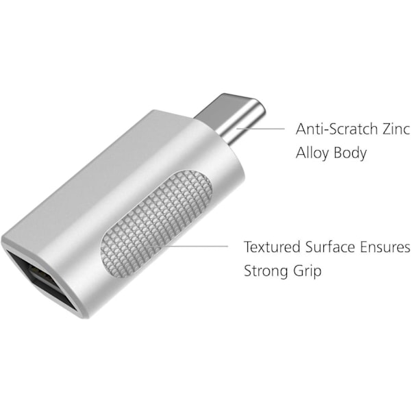 USB-C til USB-adapter, USB-C til USB 3.0-adapter, USB Type-C til USB, til USB-hunnadapter (sølv)