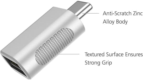 USB-C - USB-sovitin, USB-C - USB 3.0 -sovitin, USB Type-C - USB, USB-naarasovitin (hopea)