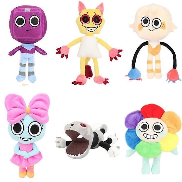 Dandy's World Plussj Koselig Dandy World Scrap Stuffet Horror Spill Goob Pebble Plushie Myk Pute Dukke Kawaii Romdekor Leke Farge: Svart