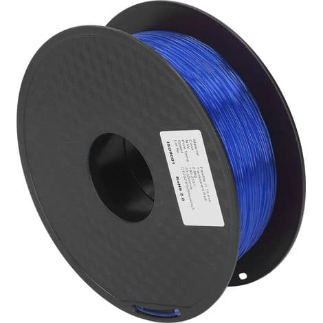 1,75 mm Fleksibel TPU-filament 1 kg til 3D-print - Transparent Blå, Tilstopningsfri