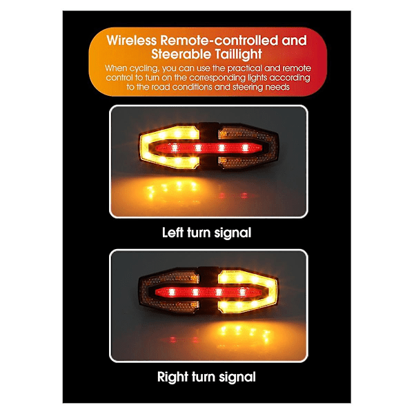 Cykel Fjernbetjening Baglygte, Blinklys med Horn, USB Genopladelig Baglygte, Natkørsel W