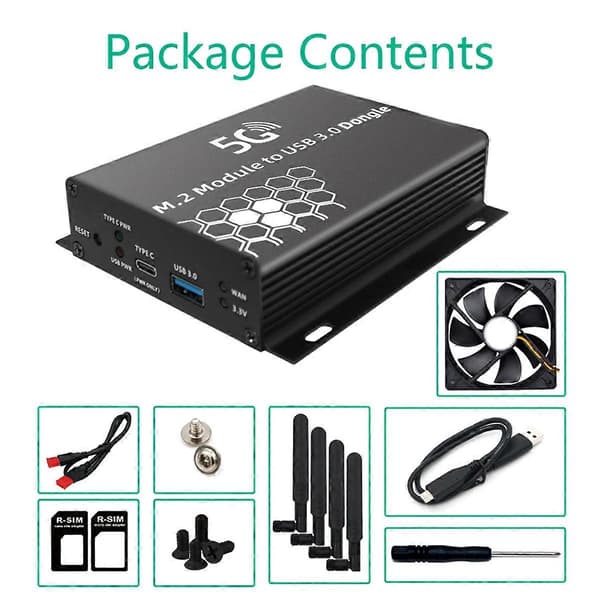 M.2 NGFF 4G/5G-modul til USB 3.0-adapter M2 Wifi-kortkonverter Riser-kort med antennekølerblæser