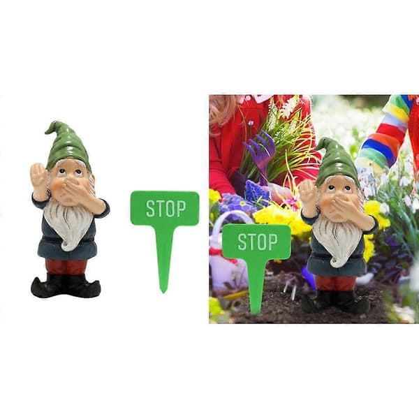 Trädgårdstomtar Dekor Utomhus Resin Figurin Set Täcker Hans Mun Dvärgprydnad