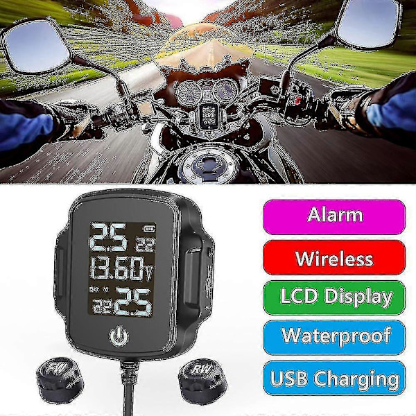 Motorcykel Tpms Motorcykel Dæktryksovervågningssystem Dæktemperaturalarmsystem Med Qc 3.0 - JZ