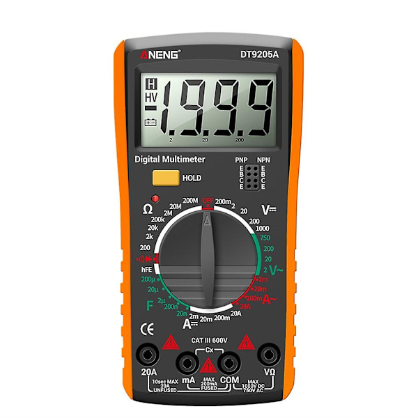 DT9205A Digitaalinen Monimittari AC/DC Transistoritesteri Sähköinen NCV Testimittari Ammattimainen Analog Au