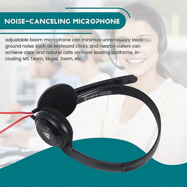 USB-headset med støjreducerende mikrofon til bærbar computer, on-ear kablet kontoropkaldscenter H