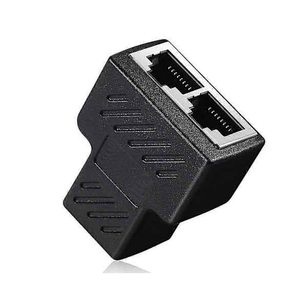 2 stk 1 til 2 LAN Ethernet nettverkskabel RJ45 hunn splitter kontakt adapter