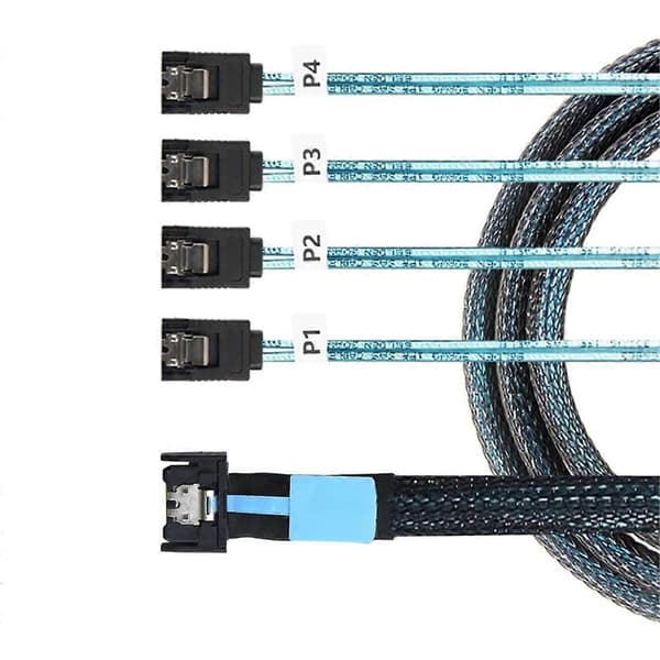 SlimSAS 8654 MCIO 4I 38pin til 4x SATA Kabel PCIE5.0 PCI-E Server 1M