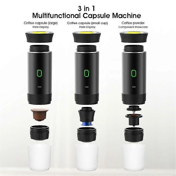 3-in-1 Mini Langaton Sähköinen Kannettava Espresso Kahvinkeitin Autoon ja Kotiin Leirintämatkoille Kapselikahvinkeitin