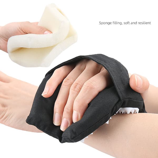 Acupressure massage gloves with rhinestone buckle Model 1