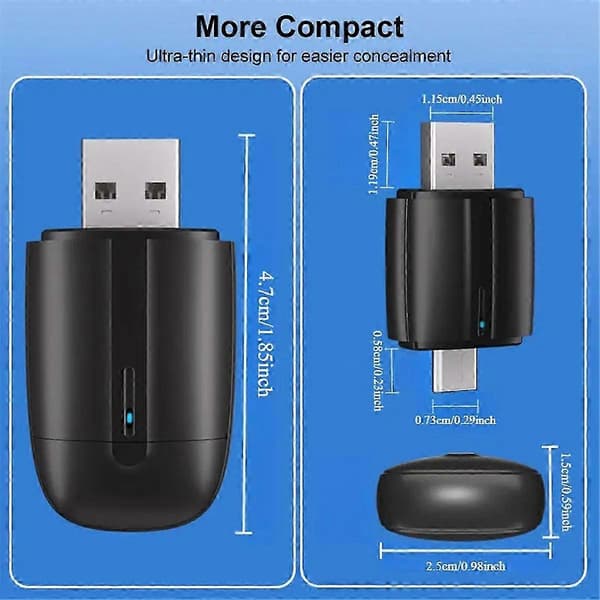 Langaton CarPlay & Android Auto -sovitin 2-in-1 USB-A & USB-C WiFi6 autoille