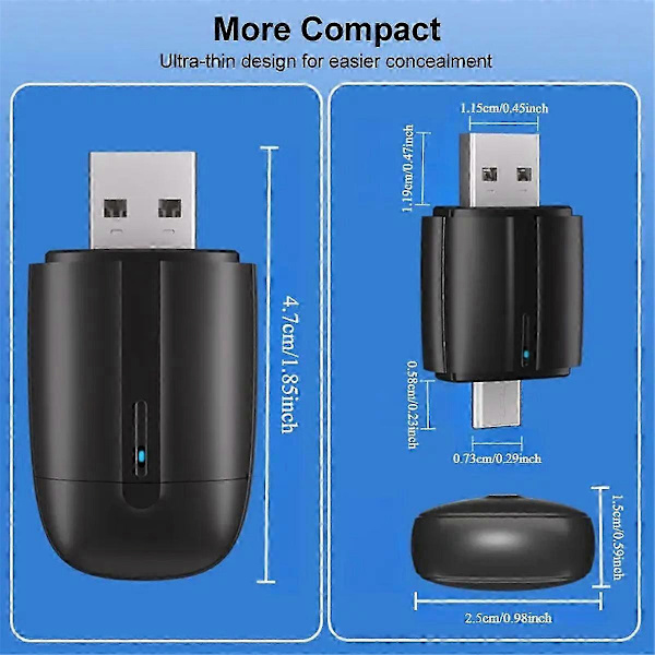 Trådløs CarPlay & Android Auto Adapter 2-i-1 USB-A & USB-C WiFi6 til biler