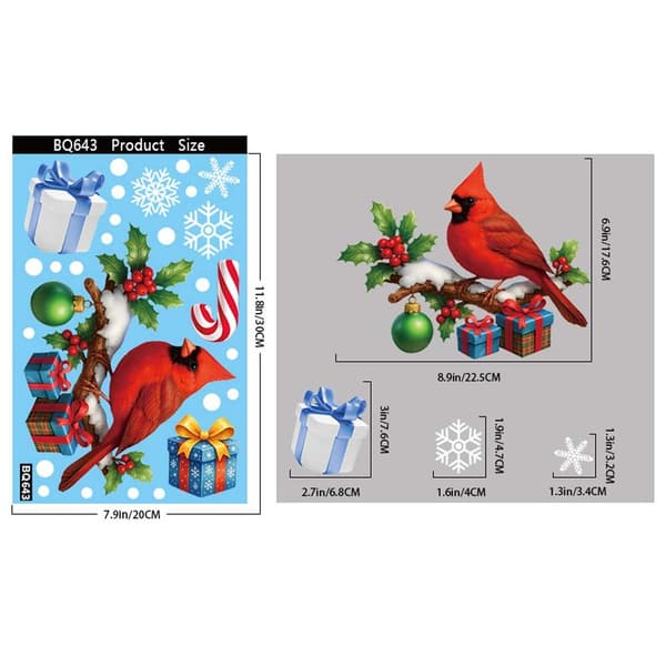 Christmas Decoration Stickers 2-pack - Creative Candy Birds Window Decorations for Festive Occasions