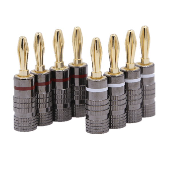 Bananplugg guldpläterad 4 mm 8-pack
