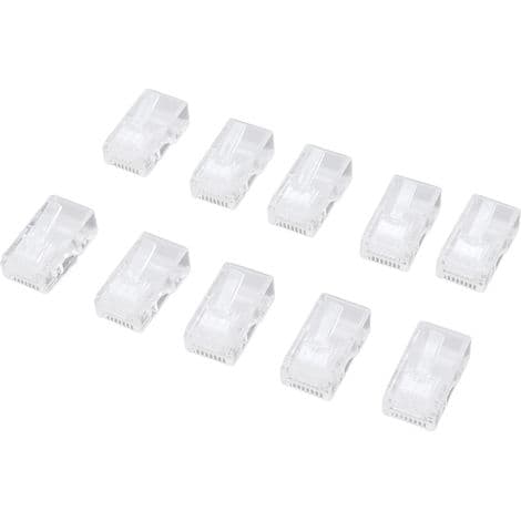 100 TF2005A 8P8C RJ45-kontakter, uskjemede CAT6 Ethernet-krystallhoder, egnet for datamaskiner, bærbare datamaskiner og rutere.