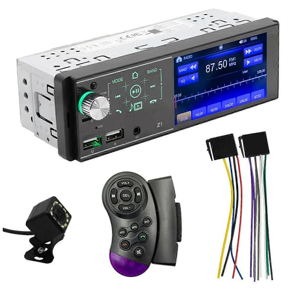 Bilradio Single Din Bil Stereo Receiver, 4.1 Tommer Touch Screen Bluetooth MP5 Afspiller, Mirror Link+Ba