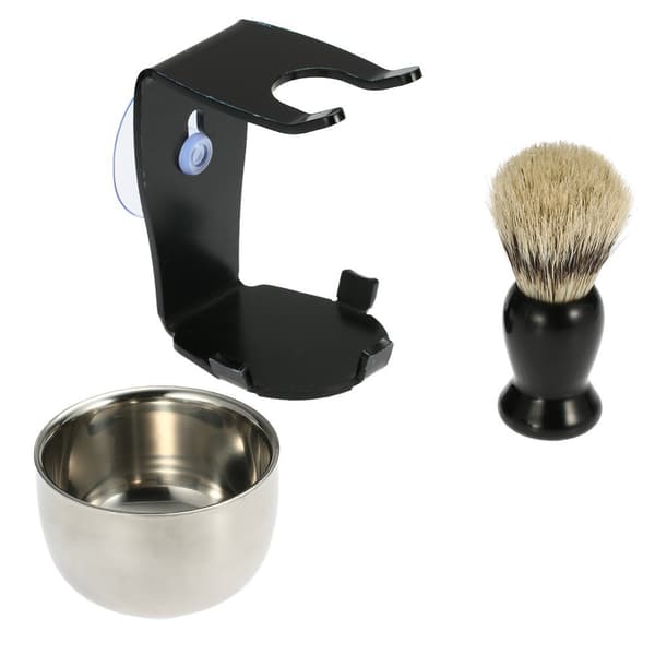 Klassisk sort barberkostsæt med stativ og skål