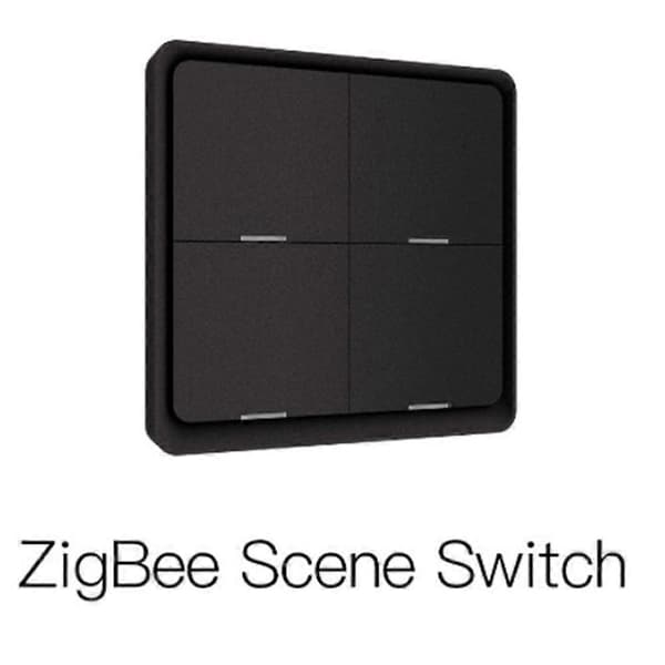 4-vejs Tuya ZigBee Trådløs 12 Scene Switch, Trykknap, Sort