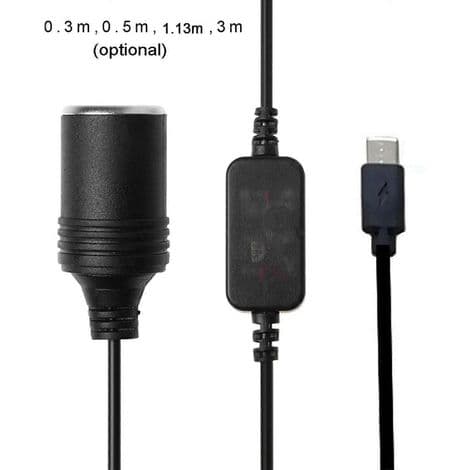 Cigarettænderadapterkabel til E-Dog-oplader, 3 meter