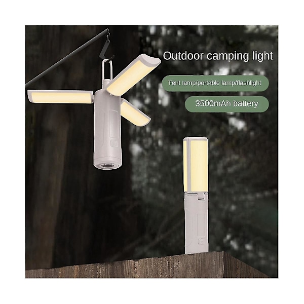 Bärbar Campinglampa Vikbar Lampa USB Uppladdningsbar Steglös Dimning Hängande Lykta För Utomhus Nödsituationer Vandring Tält
