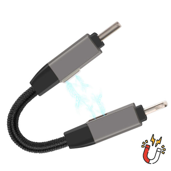Magnetisk kabel iPhone Lightning / USB-C nøglering kompakt 9,7 cm, grå