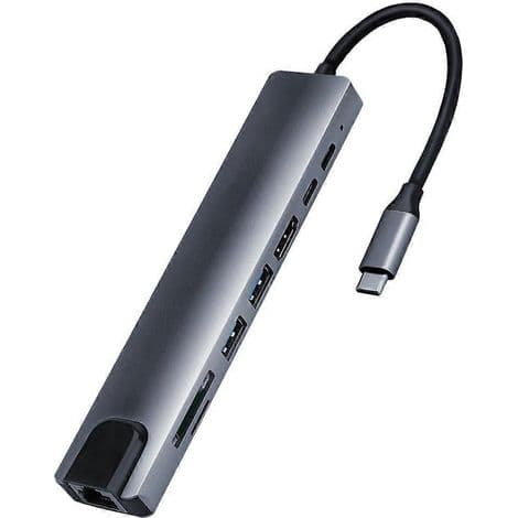 USB-C laptop dokkingstasjon med HDMI, 65W PD-lading og USB-adapter