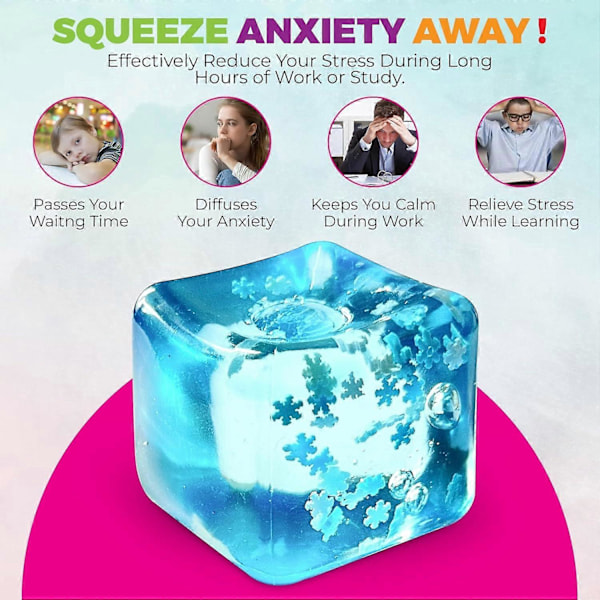 Stressbolde Isterning med Snefnug, Langsomt Stigende Squishy Fidget Legetøj, Angstlindrende Sensoriske Beroligende Legetøj til Børn & Voksne, Klasseværelsespræmier
