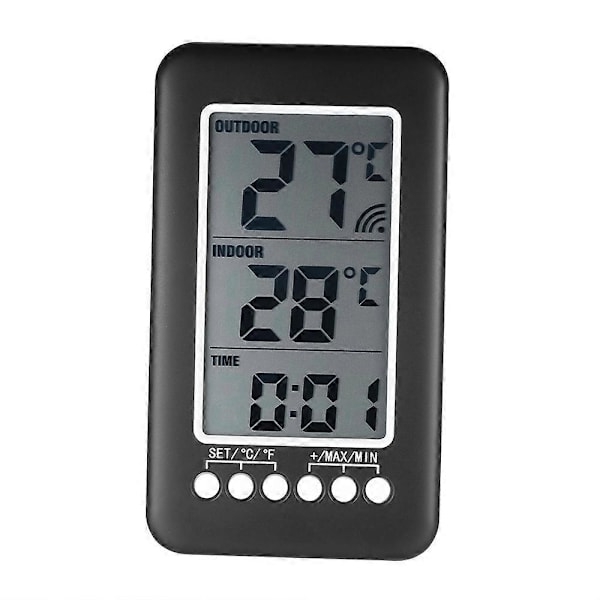 LCD/Digital Trådlös Inomhus/Utomhus Termometer Klocka Temperaturmätare Med Sändare