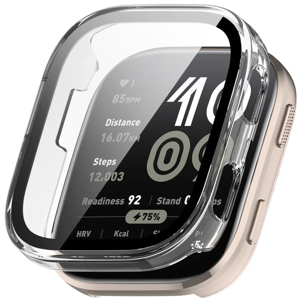 Läpinäkyvä PC-kotelo karkaistulla kalvolla Amazfit BIP 6 Black -kellolle