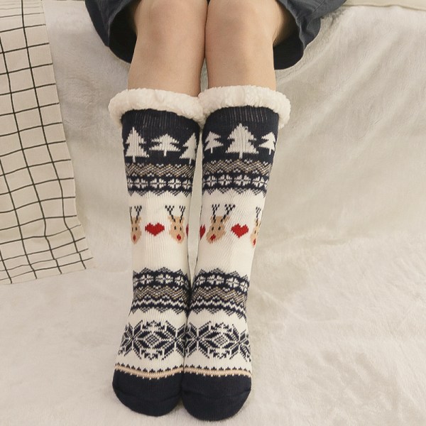 Anti-skli sokker vinter tøfler sokker dame julegulv sokker voksen hjemme sove tøfler sokker-jbk black deer, red deer