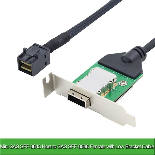 Ekstern Mini SAS HD SFF-8088 26P PCBA Hunn Adapter med Lav Profil Brakett til SAS SFF-8643 12Gb