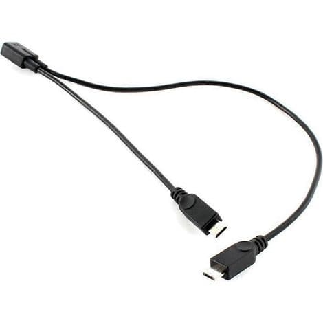 Micro USB splitterkabel, 1 hun til 2 han, opladningsforlænger