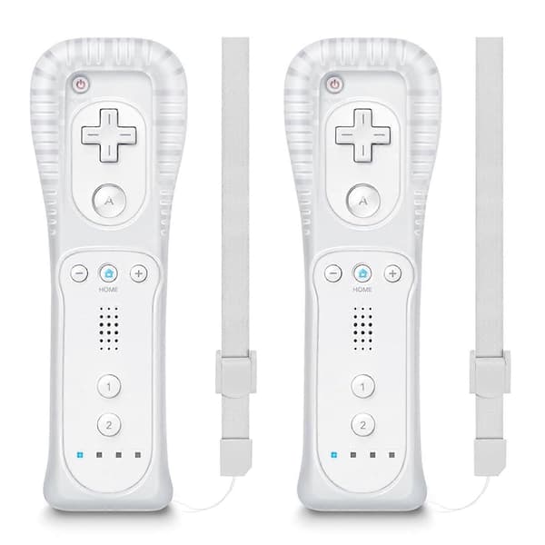 2025 Nyeste Wii Remote, Wii Controller 2-pak med håndledsrem og silikoneetui, hvid