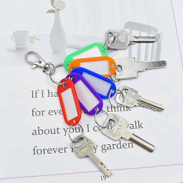 Nøglemærker med Split Ring 20 STK Nøglevedhæng Etiketter ID Nøglering Mærker til Bagage Kæledyrsnavn Memory Stick Mærker, 10 Farver