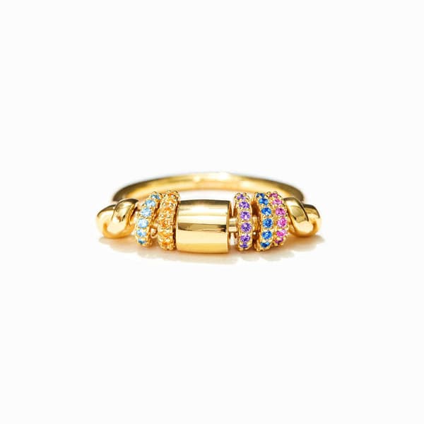 Anti-stressring med roterbare perler Flerfarget 18,2 mm
