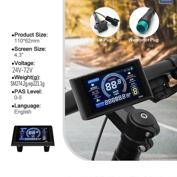 Ebike Colour SW900 LCD Display Kontroll Elektrisk Cykel Hastighetsmätare